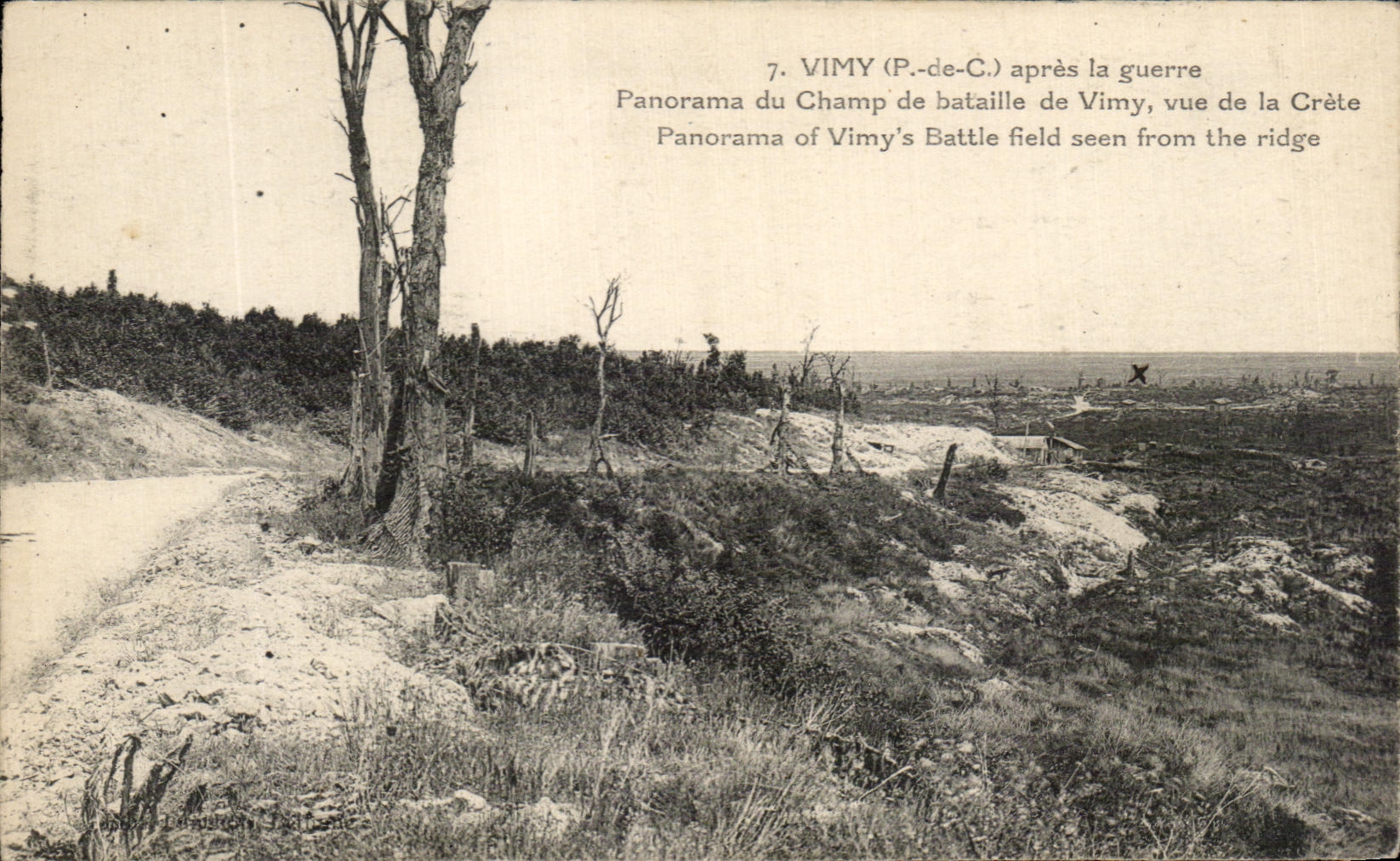 CPA Vimy Apres la Guerre Panorama du Champ de bataille de Vimy vue de la Crete Militaria