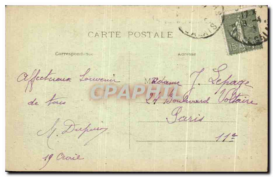 CPA Arras Hotel de Ville Militaria — Rückseite