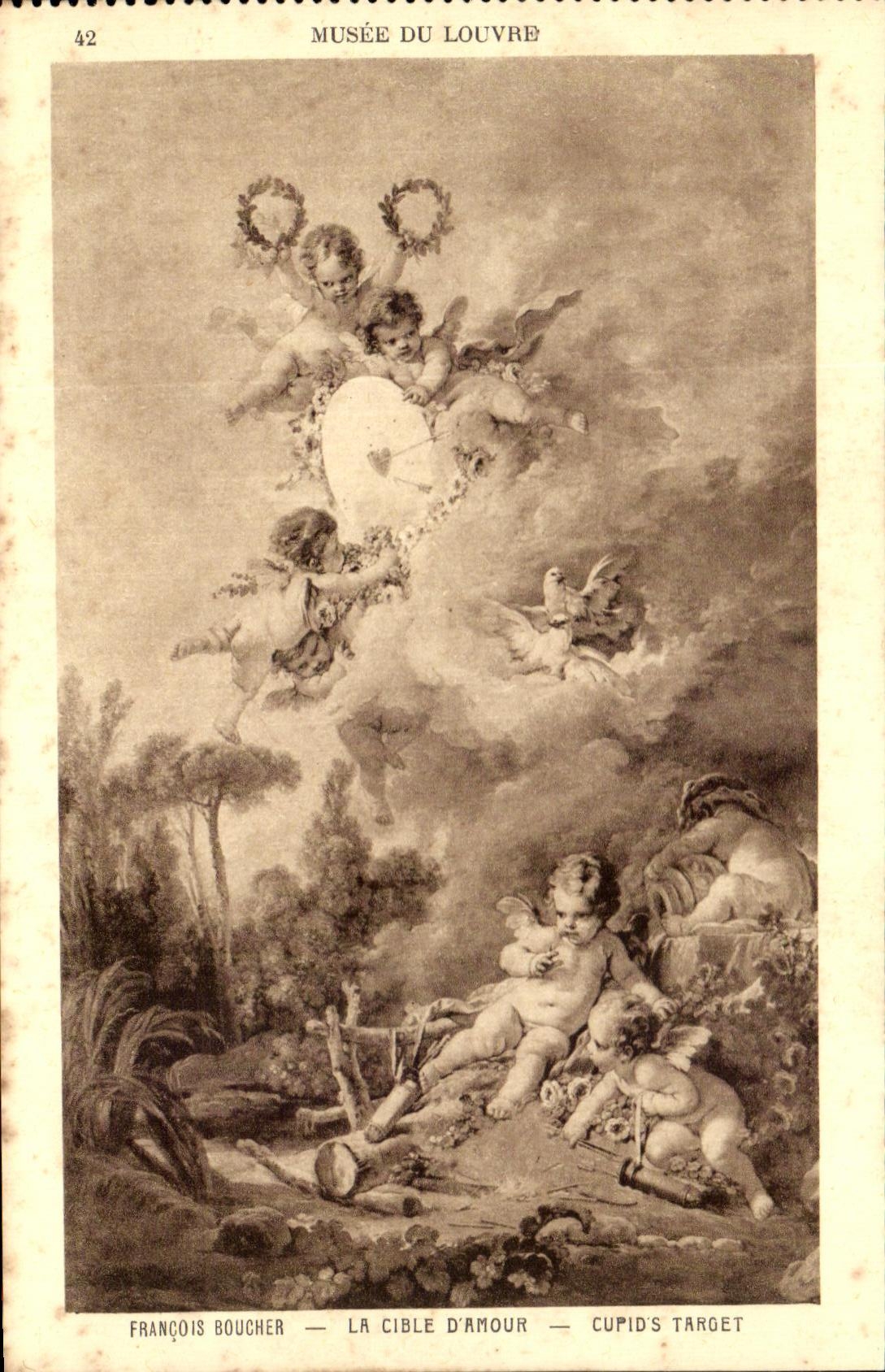 CPA Musee Du Louvre Francois Boucher La Cible D'Amour Anges Cupidon 