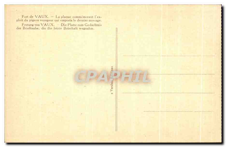 CPA Aux Colombophiles Morts Pour La France Au Pigeon De Verdun Colombe Militaria — Verso