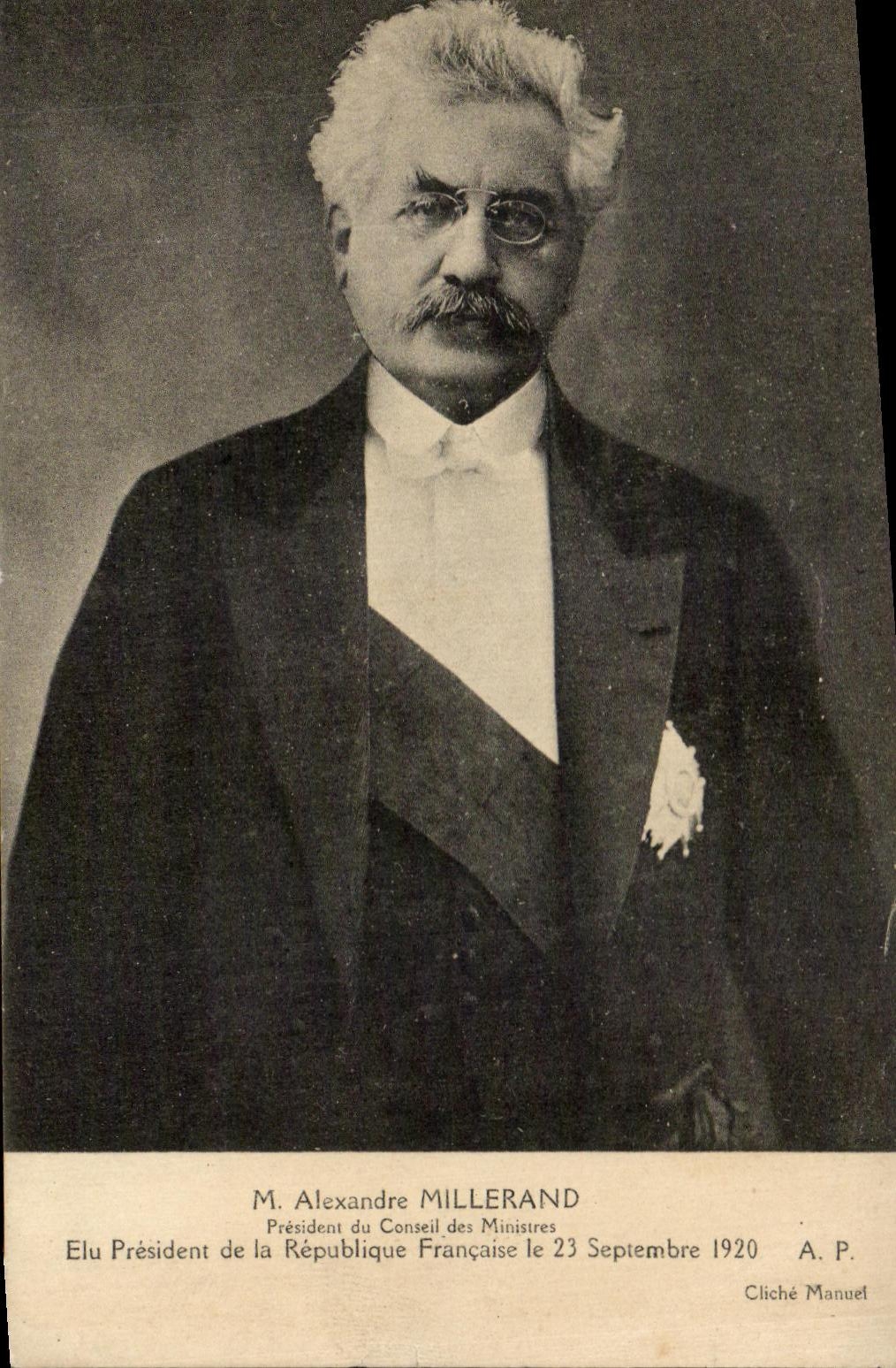 CPA Alexandre Millerand President Du Conseil Des Ministres Elu President De La Republique 1920