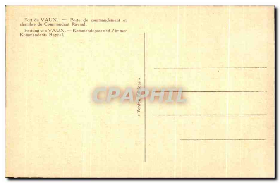 CPA Fort de Vaux Port de commandement et chambre du Commandant Raynal Militaria — Rückseite
