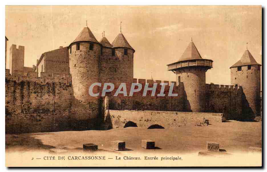 Cité de Carcassonne — Le Château. Entrée principale — Phototypie A.D.I.A. (Côte d'Azur - Nice)