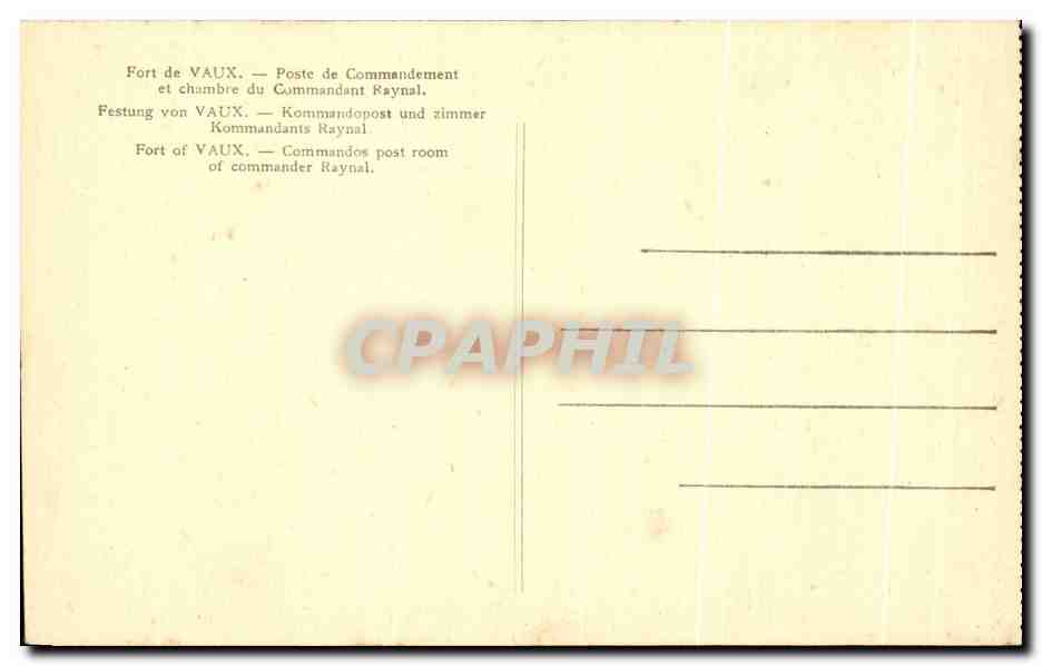 Fort de Vaux — Poste de Commandement et chambre du Commandant Raynal — Reverso