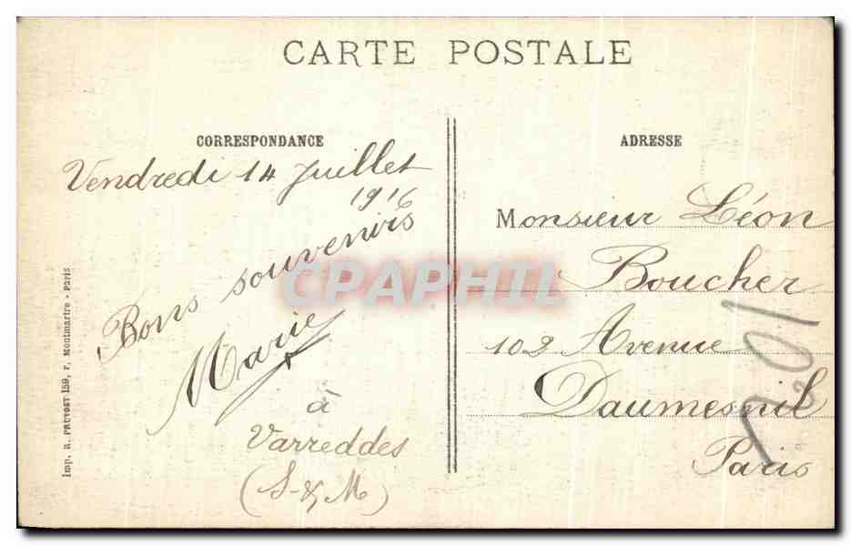 Tranchée allemande à Varedes (S.-et-M.) — après la bataille de la Marne — Visé Paris 328 — Achterkant