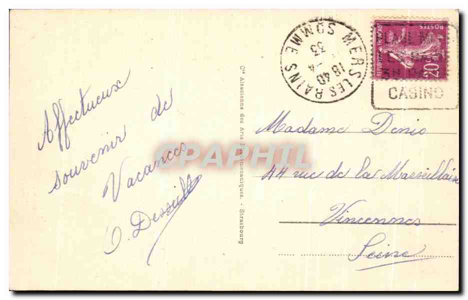 CPA Mers Les Bains La mer demontee — Verso