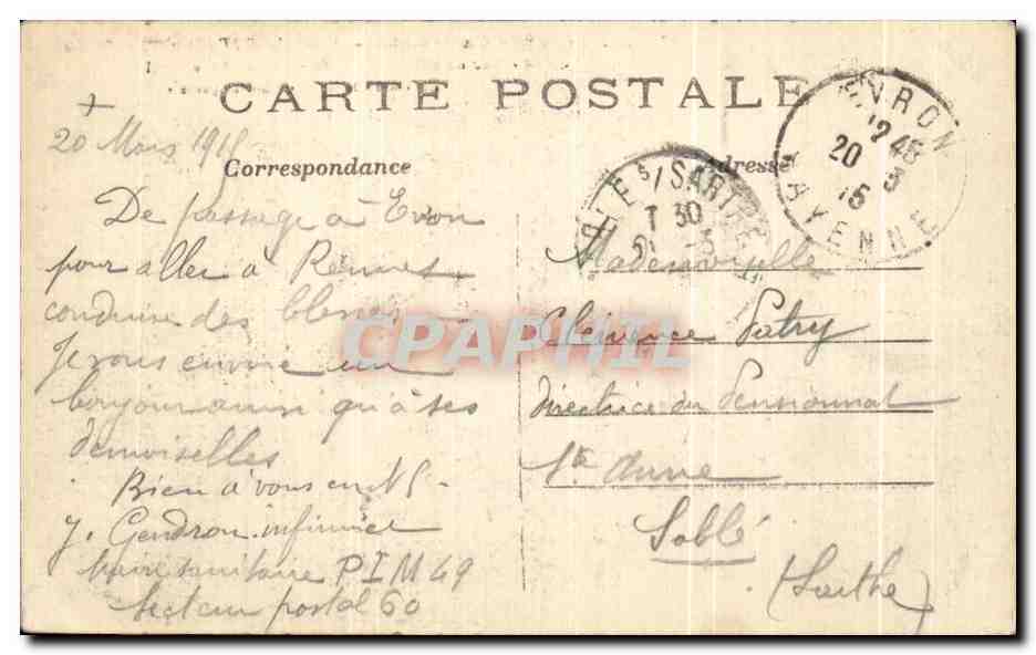 CPA La Grande Guerre Albert de la Place de l'Hotel de Ville Militaria  — Rückseite