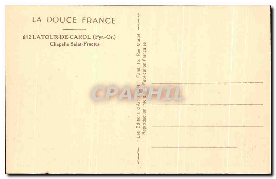 CPA Latour De Carol Chapelle Saint Fructus — Rückseite