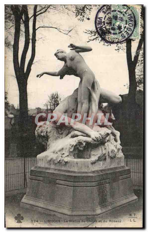 CPA Limoges La Statue du Chene at du Roseau