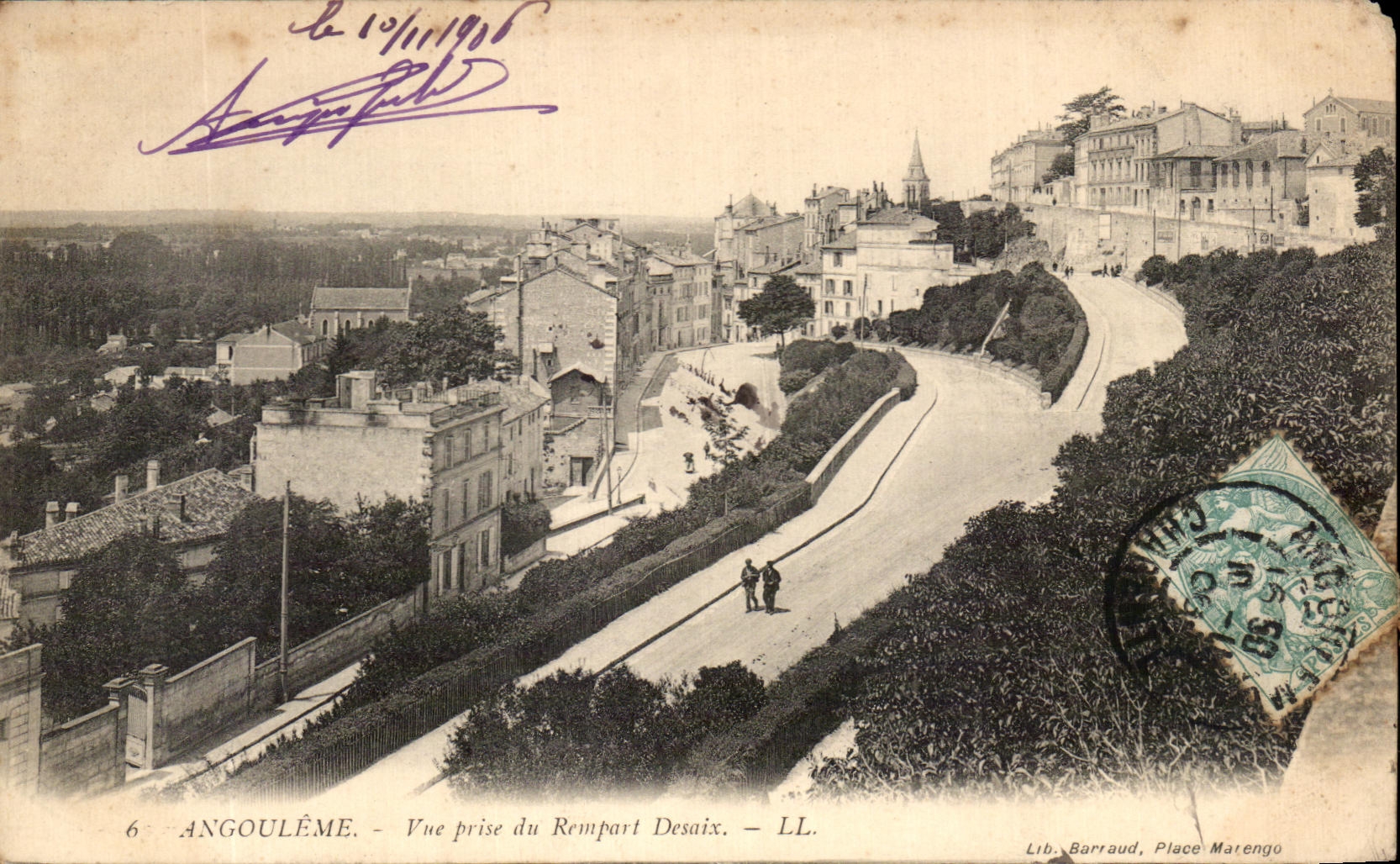Angoulême — Vue prise du Rempart Desaix — Lib. Barraud, Place Marengo