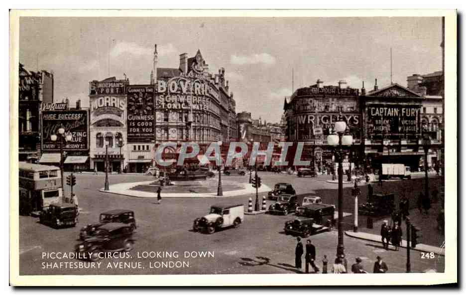 CPA Piccadilly Circus Looking Down Shaftesbury Avenue London