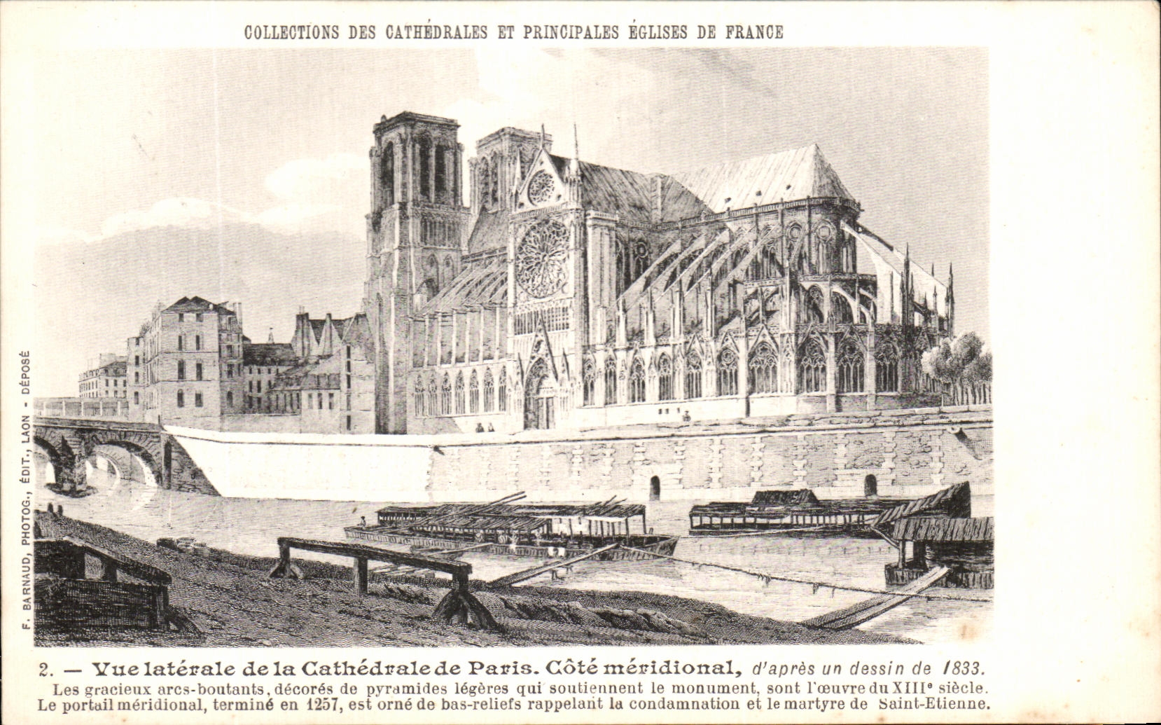 CPA Vue Laterale de la Cathedale Paris Cote Meridional d'apres Un dessin de 1833