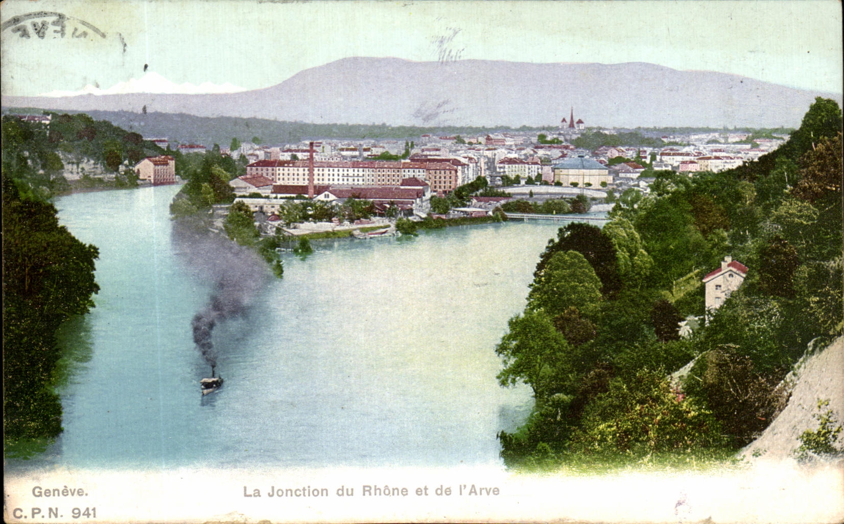 CPA Geneve La Jonction du Rhone et de l'Arve