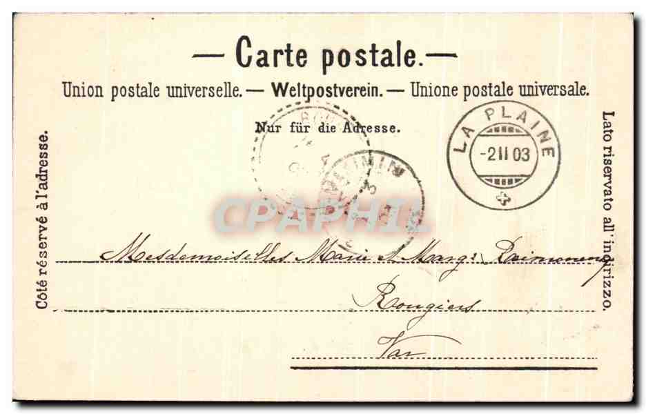CPA Geneve Bateau — Rückseite