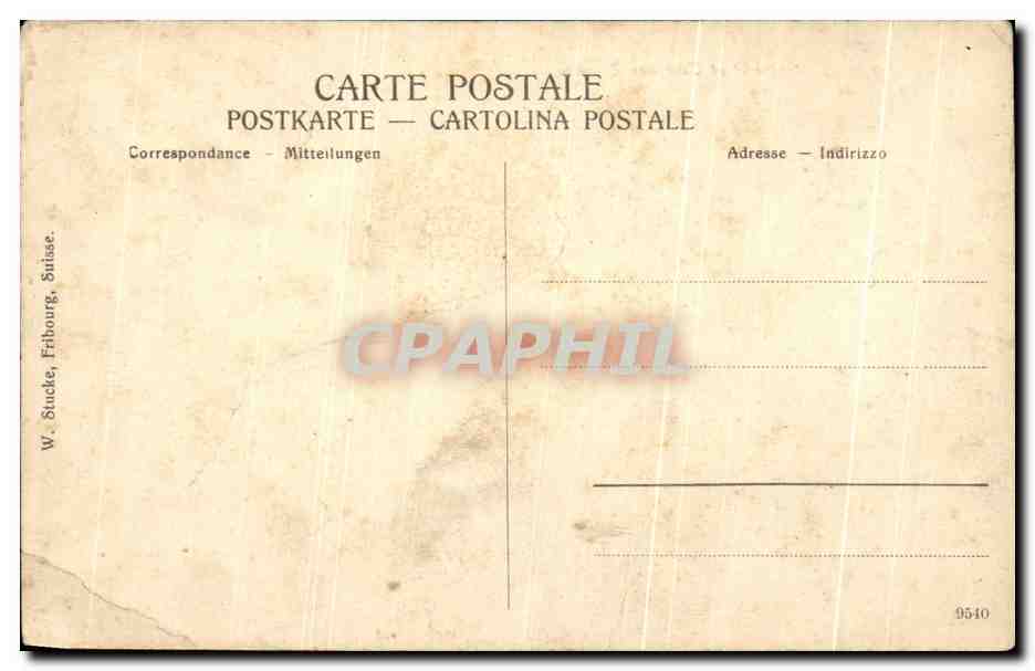 CPA Fribourg Porte Morat et Tour des Rasoirs — Verso