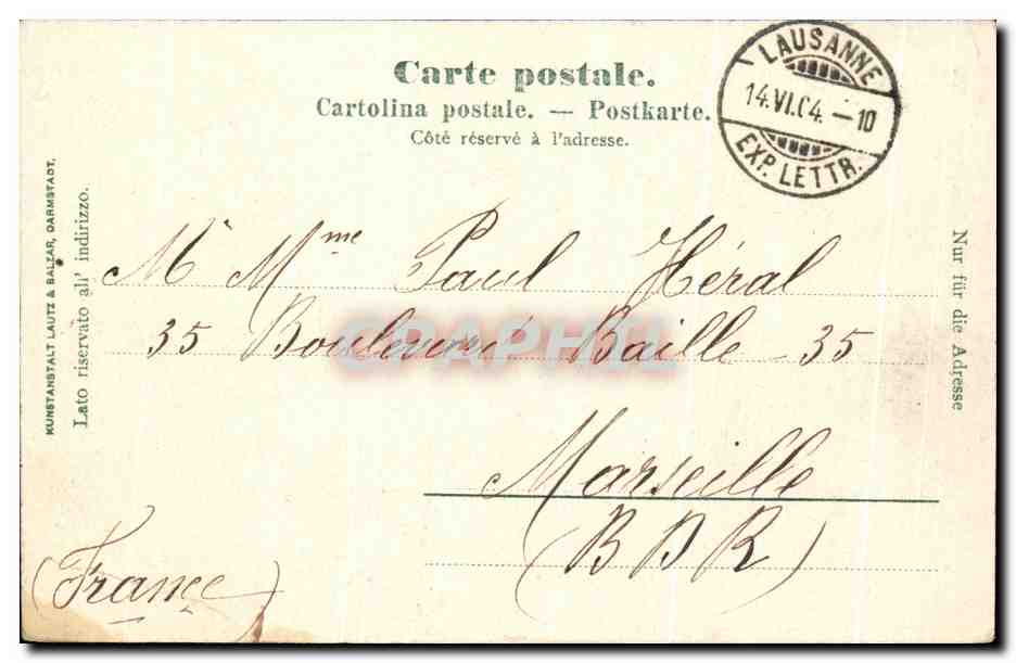 CPA Lausanne Tribunal Feberal et monument de guillaume Telle — Rückseite