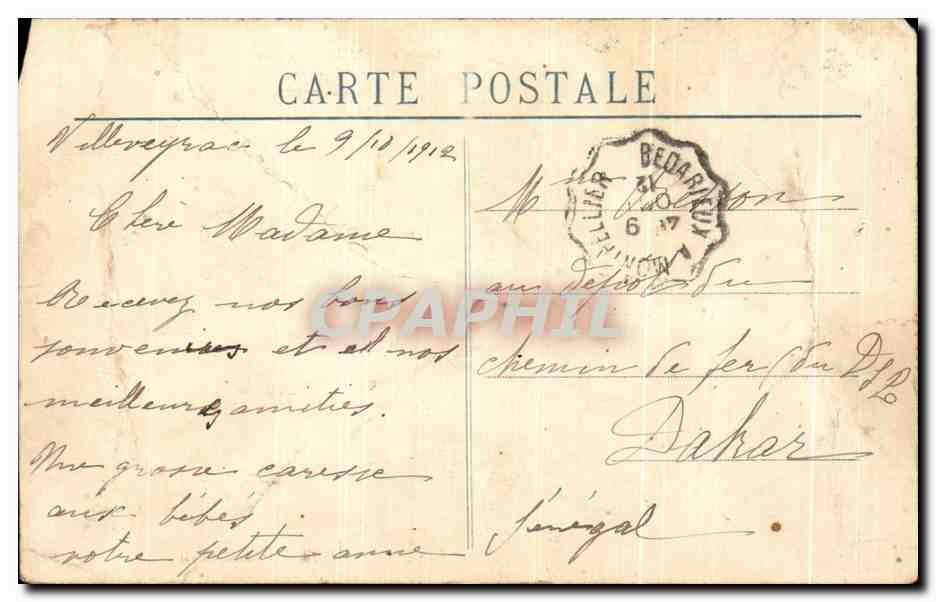 CPA Herault Villeveyrac Avenue de Lodeve — Rückseite