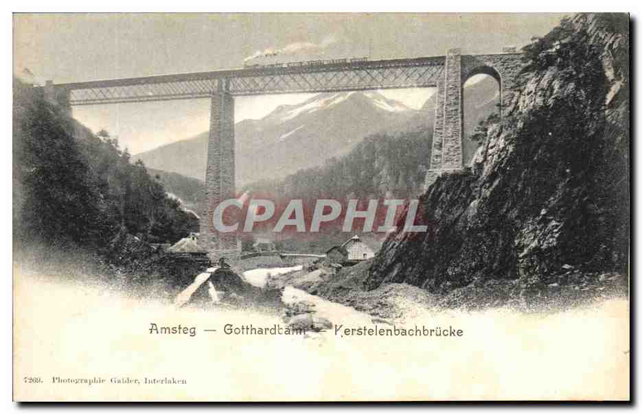 CPA Amsteg Gotthartalm Kerstelenbachbrucke