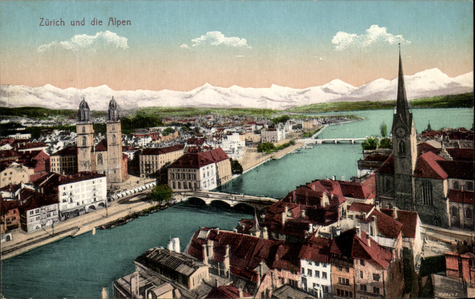 Zurich und die Alpen — vue panoramique — Edition Ideal, No. 6018