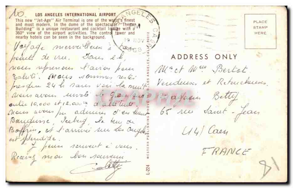 Los Angeles International Airport — Terminal de l'âge jet — Western Publishing Co. n° L-224 — Verso
