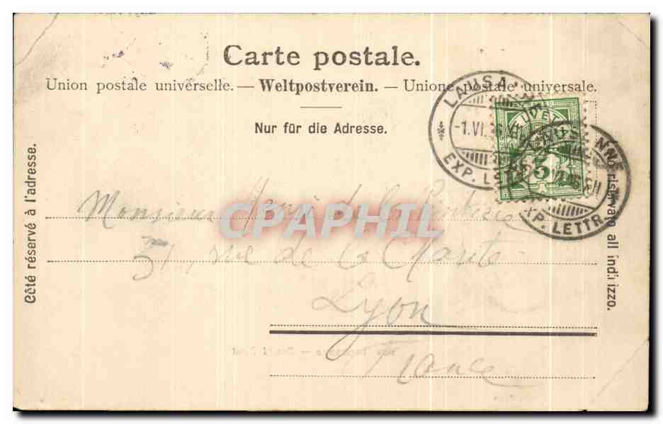 CPA Lausanne Grand Pont — Rückseite