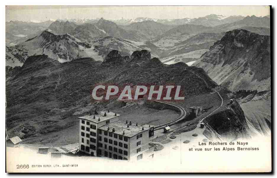 CPA Les Rochers de Baye et vue sur les Alpes Bernoises