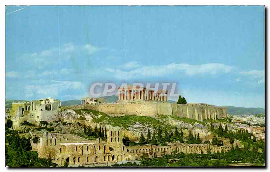CPM Olympic Airways Boeing Athens General view of the Acropolis