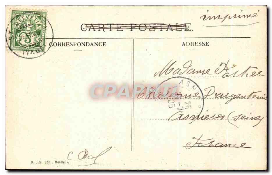 CPA Clarens Montreux Ile De Salagnon Et La Dent Du Midi — Back