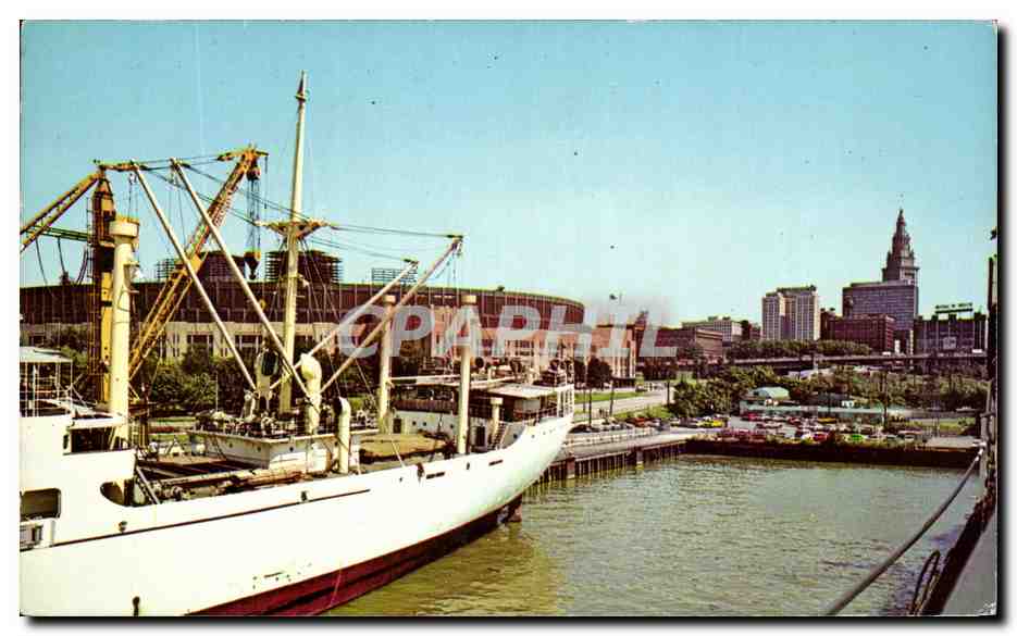 CPSM Port Of Cleveland Cleveland Ohio Cleveland With Its Excellent Port And Seaway Facilities Plays Host To Ships From