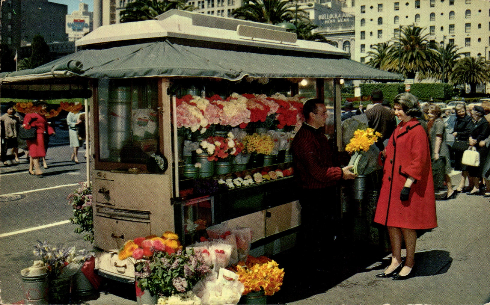 CPSM street Flower Vendors Perhaps The Most Unlque Of San Francisco's