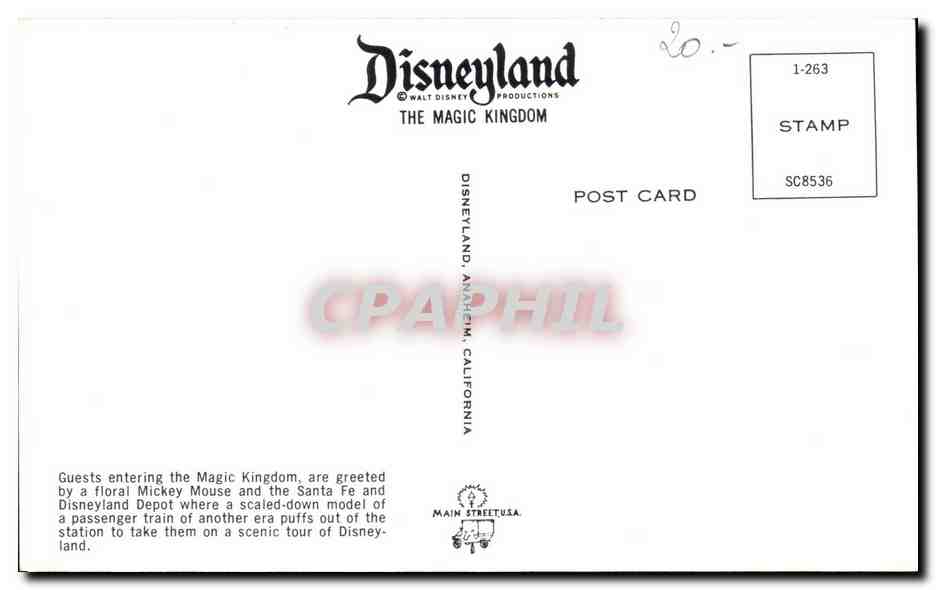 CPSM Disneyland The Magic Kingdom Quests Entering The Magic Kingdom — Back