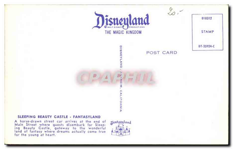 CPSM Disneyland The Magic Kingdom Sleeping Beauty Castle Fantasyland — Back