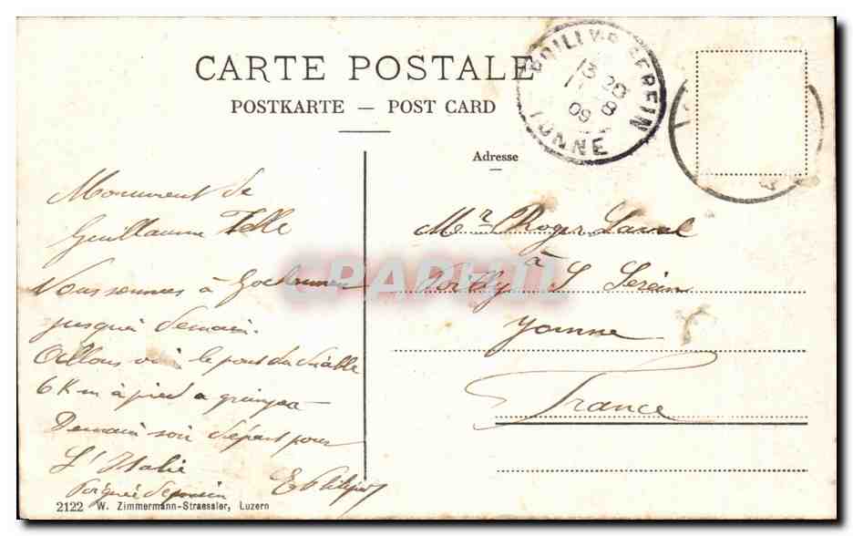 CPA Altdort Telldenkmal Guillaume Telle Suisse — Back