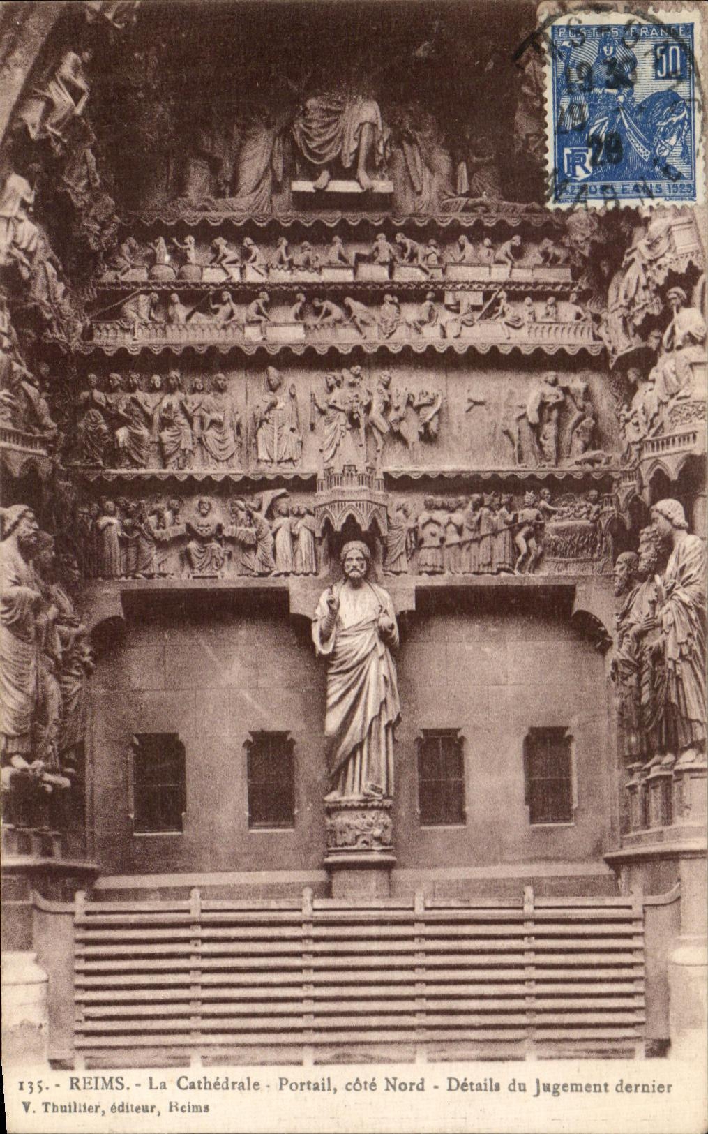 Reims - La Cathédrale - Portail, côté Nord - Détails du Jugement dernier — V. Thuillier, éditeur, Reims