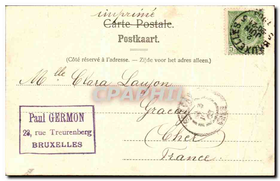CPA Bruxelles L'Eglise De Laeken — Verso
