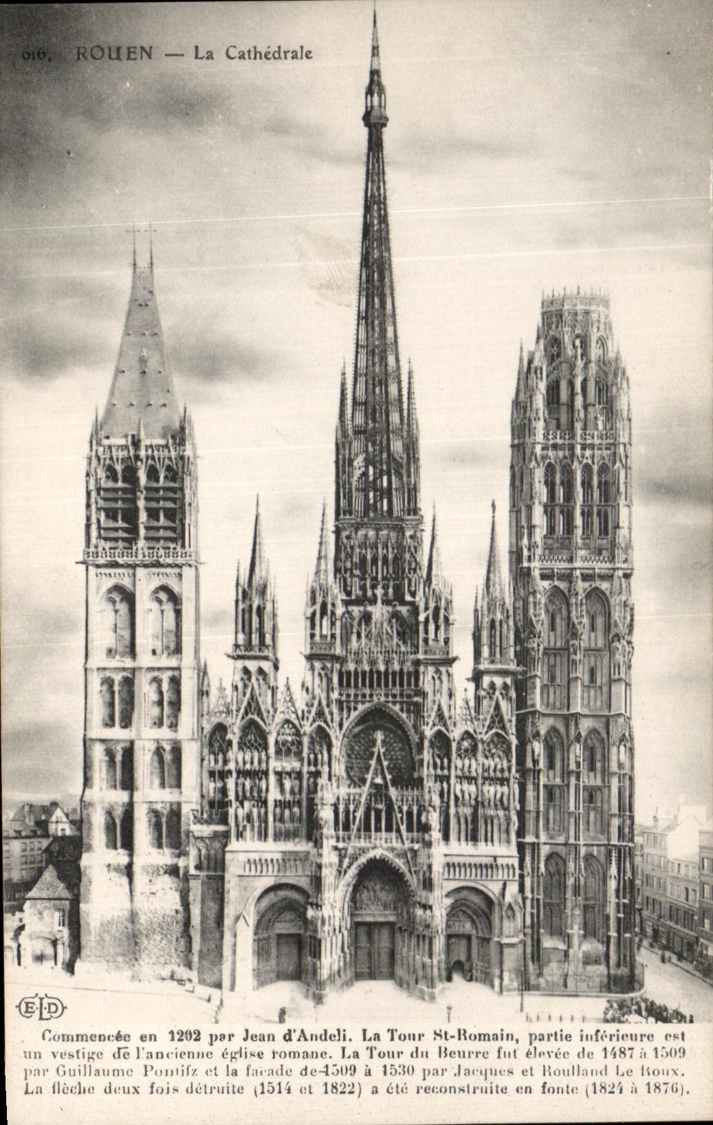 CPA Rouen La Cathedrale Commencee Par Jean d'Andeli La Tour St Romain