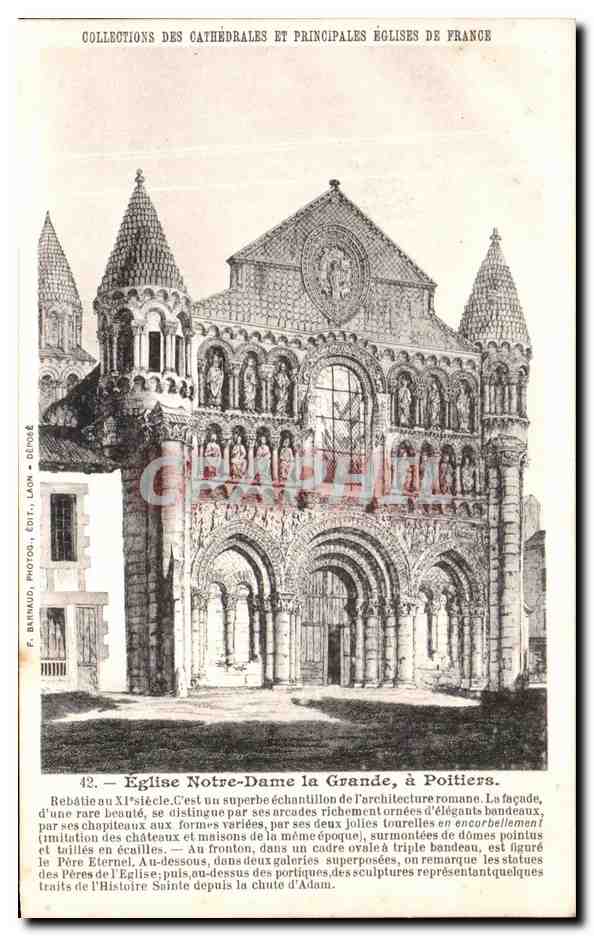 Église Notre-Dame la Grande, à Poitiers — Collection des Cathédrales et Principales Églises de France — F. Bermaud, Photographe, Laon, n°42