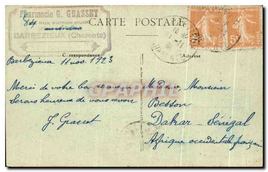 CPA Mirambeau Le Chateau Salle d'Honneur — Back