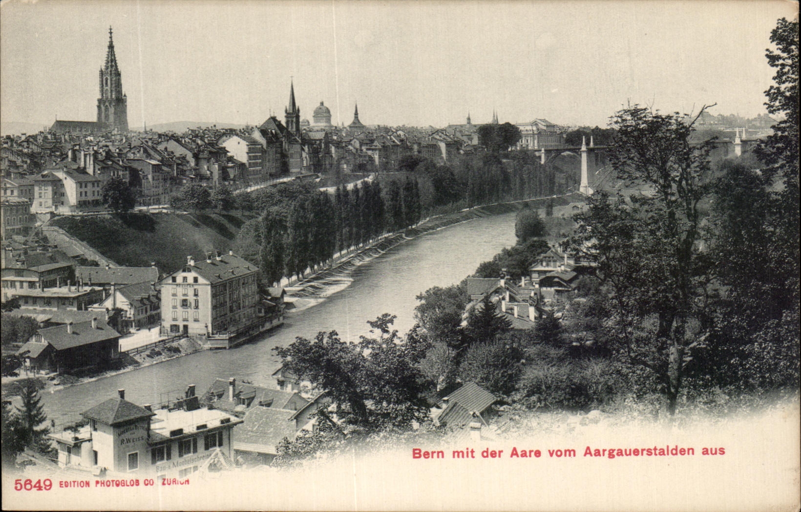 CPA Bern mit der Aare vom Aargauerstalden aus