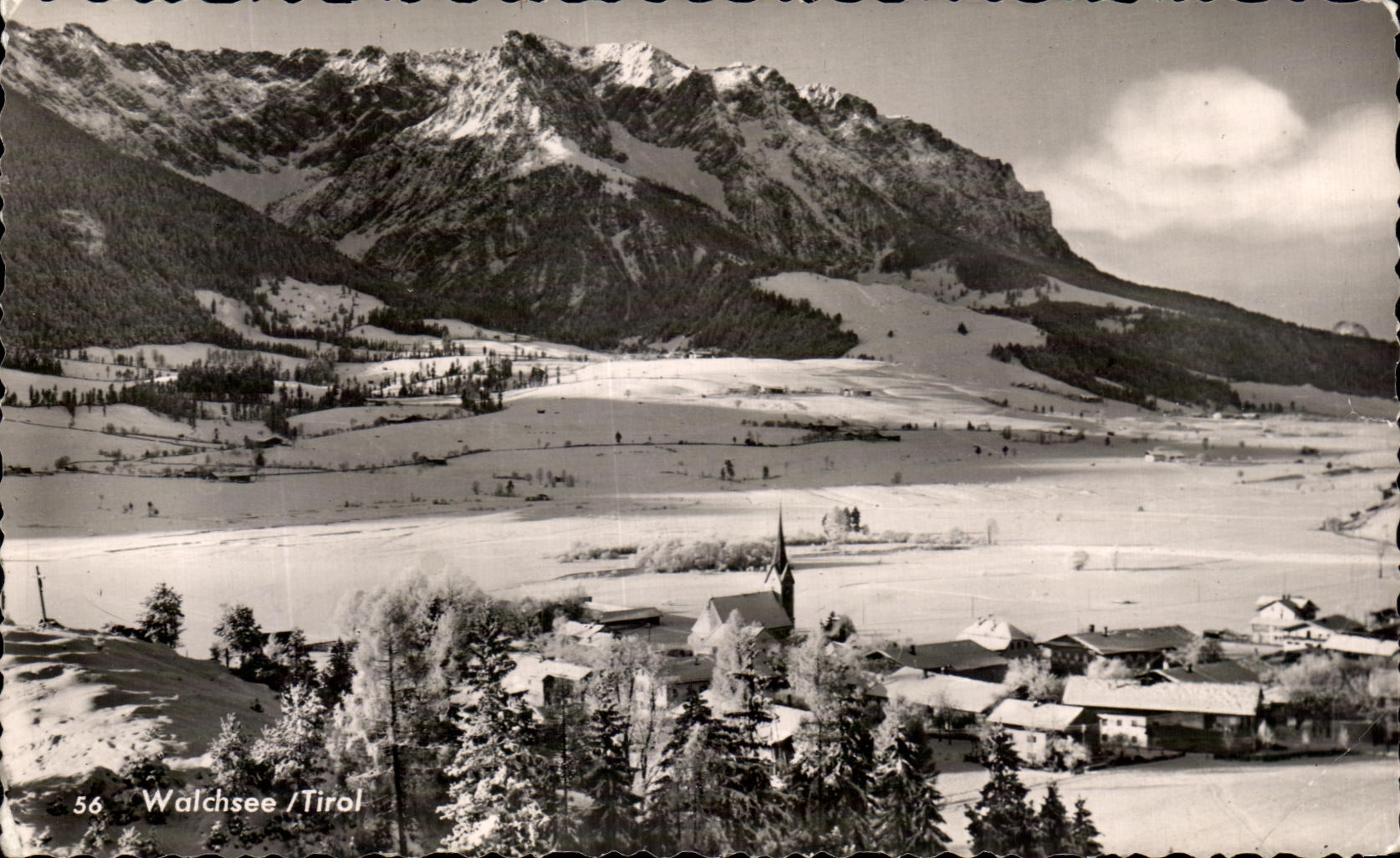Walchsee/Tirol — vue hivernale avec montagnes enneigées — éditeur inconnu, n° 56