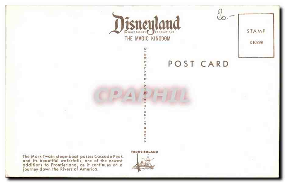 Mark Twain Steamboat — Frontierland — Disneyland Productions — Rückseite