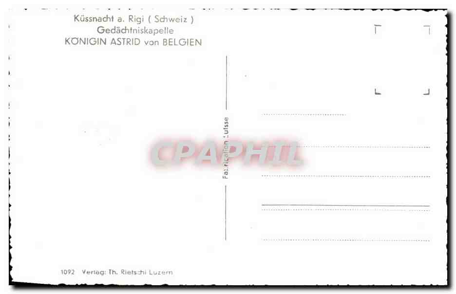 CPA Kussnacht Rigi Gedachtniskapelle Konigin Astrid van Belgien — Rückseite