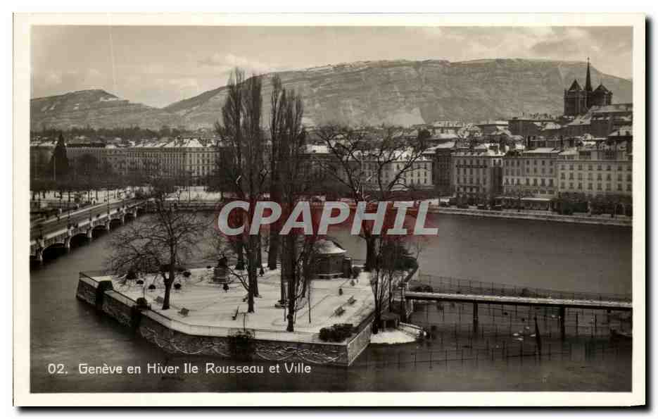 CPA Geneve en Hiver the Rousseau et Ville