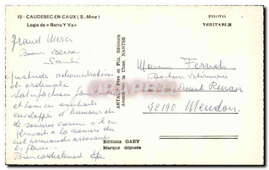 CPA Caudebec En Caux Logis De Barre Y Va — Rückseite