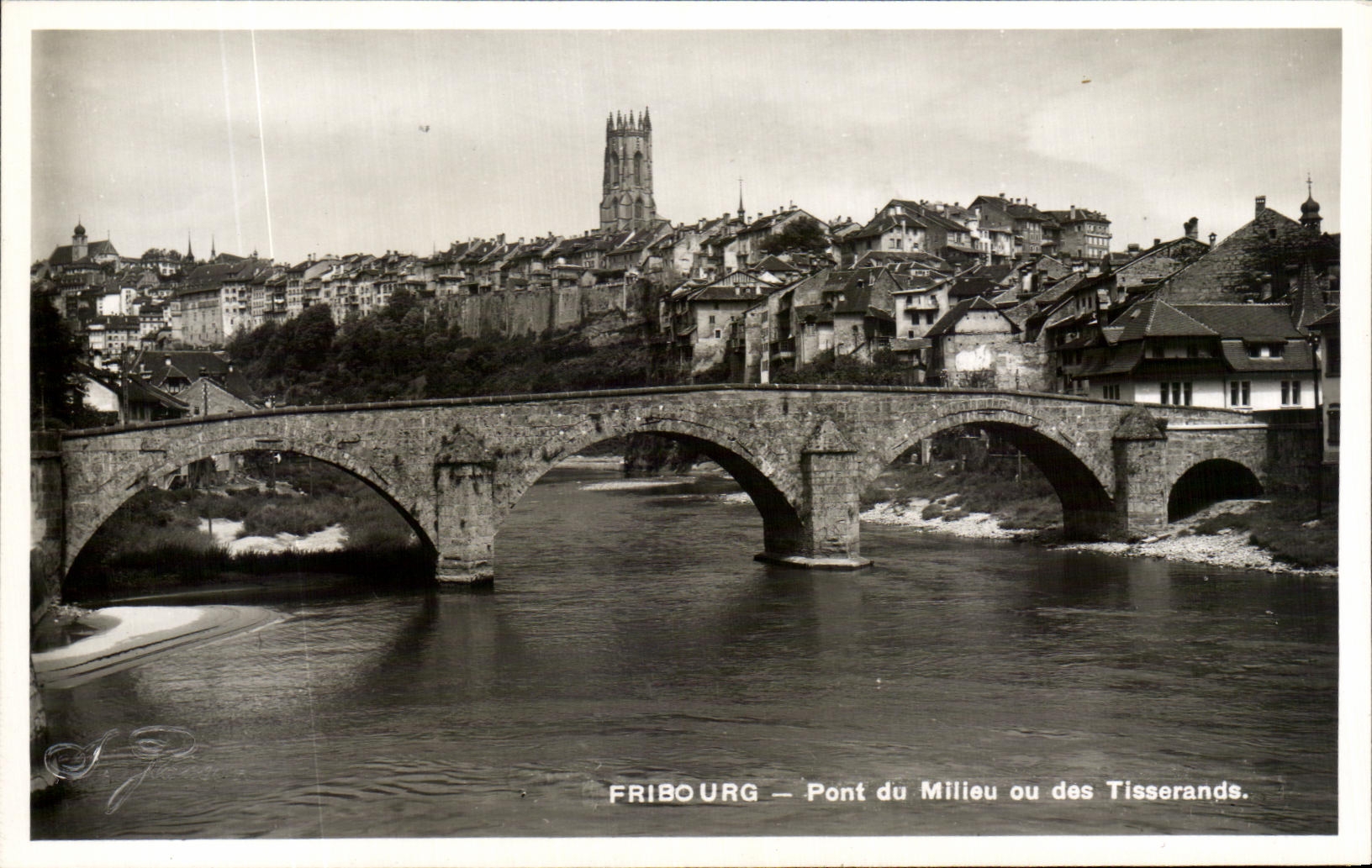 CPA Fribourg Pont du Milieu Ou Des Tisserands