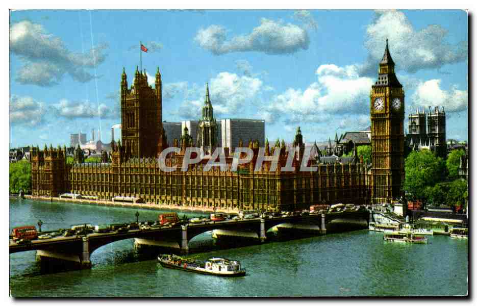 CPA The Houses Of Parliament And Westminster Bridge London