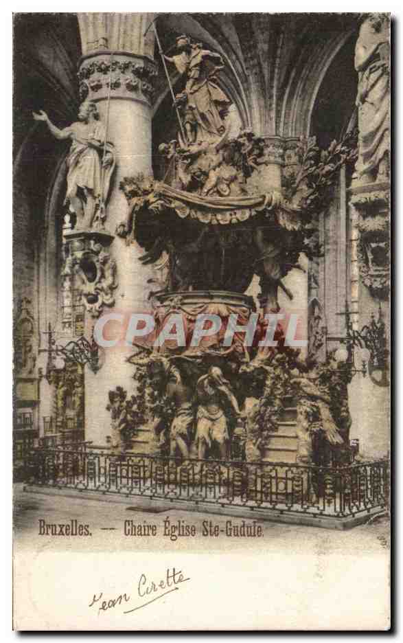 Bruxelles — Chaire Église Ste-Gudule — Éditeur Léon Cirette