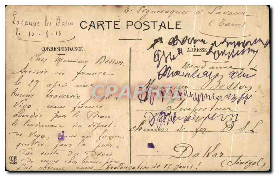 CPA Le Tarn Lacaune les Bains Peyro Plantado La pierre plantee — Rückseite