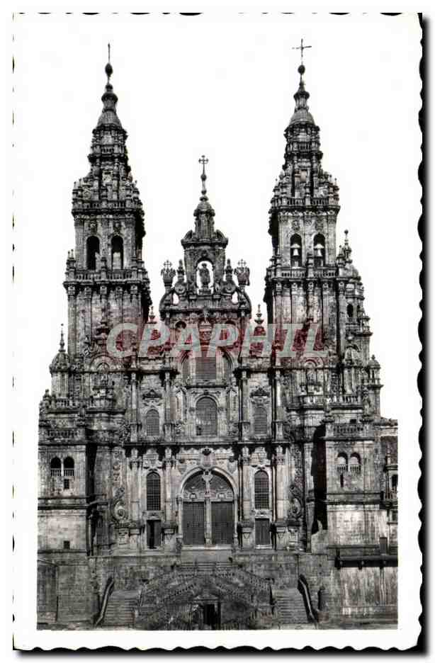 Santiago de Compostela — Cathédrale, façade de l'Obradoiro — Éditions Arribas, Série 2
