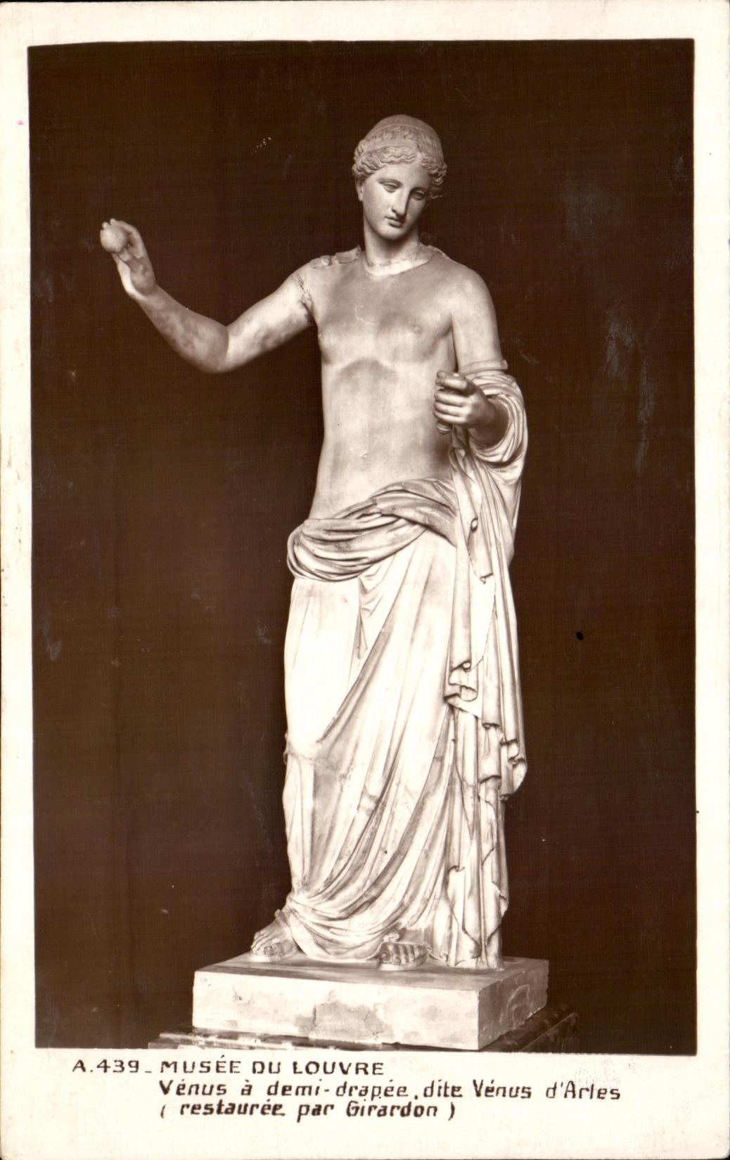 Venus half-draped, called Venus of Arles — restored by Girardon — Louvre Museum, series A.439